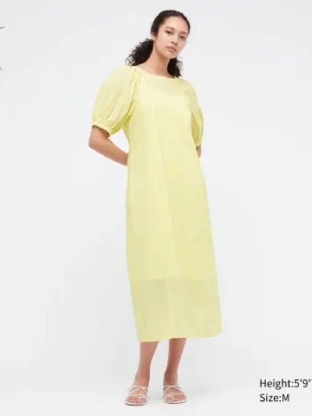 Yellow Puff-Sleeve Midi Dress - Hana Tajima x Uniqlo